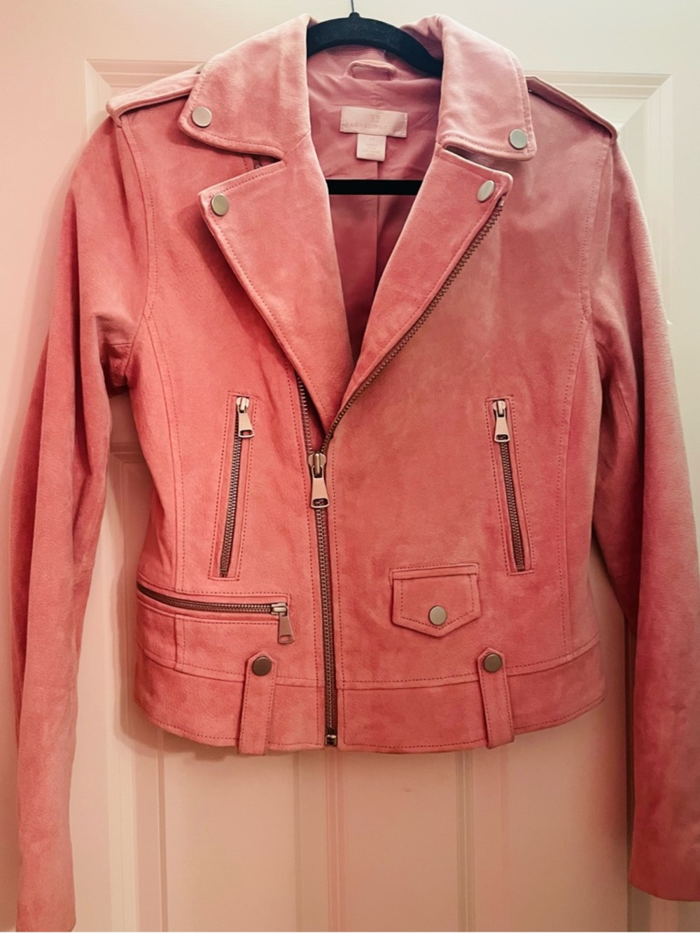 Elegant Pink Leather Jacket for Women